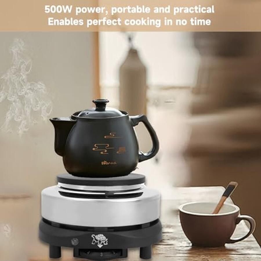 Draagbare elektrische mini-kookplaat met instelbare temperatuur voor thee en koffie