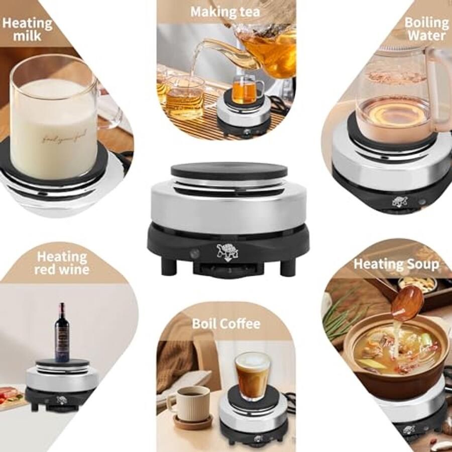 Draagbare elektrische mini-kookplaat met instelbare temperatuur voor thee en koffie