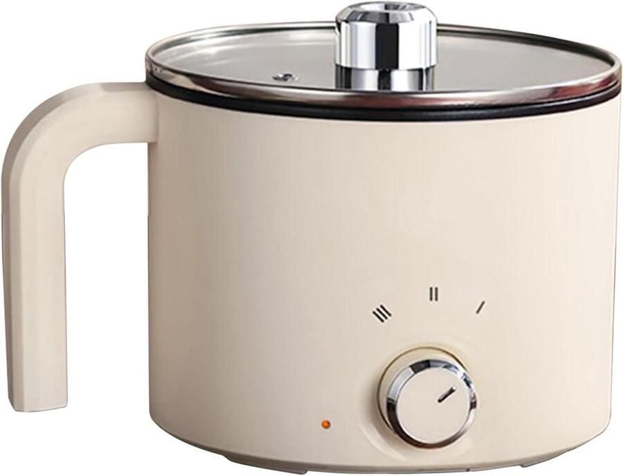 Draagbare elektrische pan Mini kookpot Persoonlijke maaltijden Antiaanbaklaag 1.2 liter Crèmewit