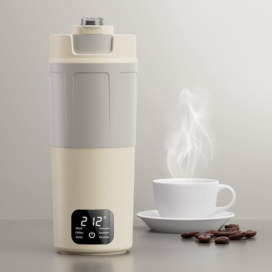 Draagbare elektrische reiswaterkoker 550ml 304 roestvrij staal LCD-scherm met 6 temperatuurstanden automatische uitschakeling en droogkookbeveiliging voor thee en koffie op reis