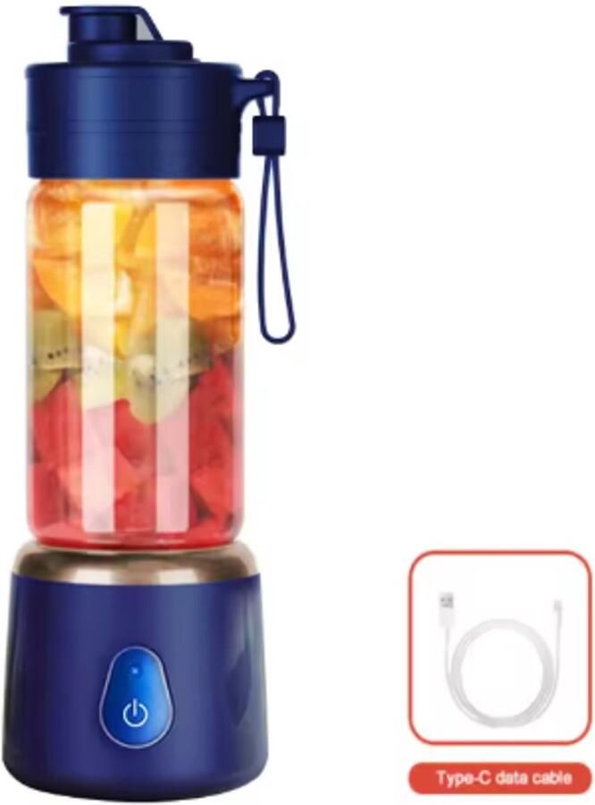 Draagbare elektrische sapcentrifuge oplaadbaar via USB sinaasappel- en citroenblender mini-sapcentrifuge voor thuis citruspers voor op reis blauw