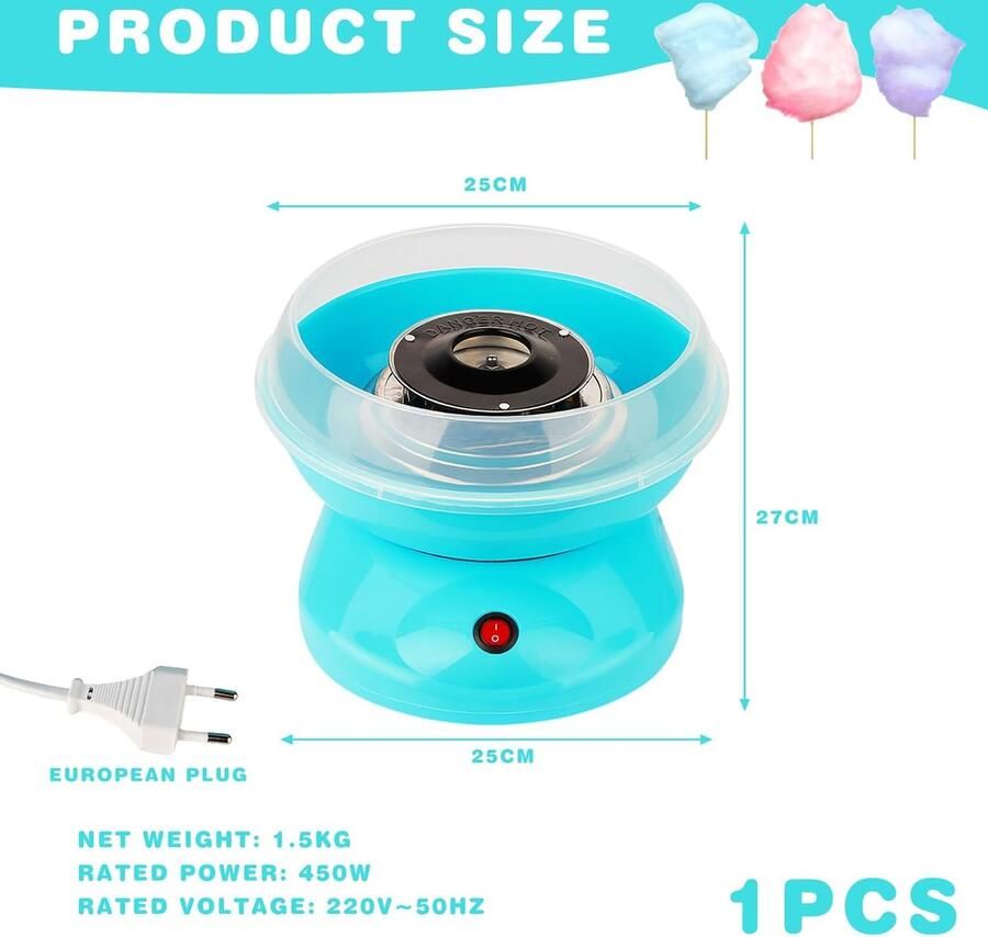 Draagbare elektrische suikerspinmachine draagbare doe-het-zelf suikerspinmachine voor kinderen roze