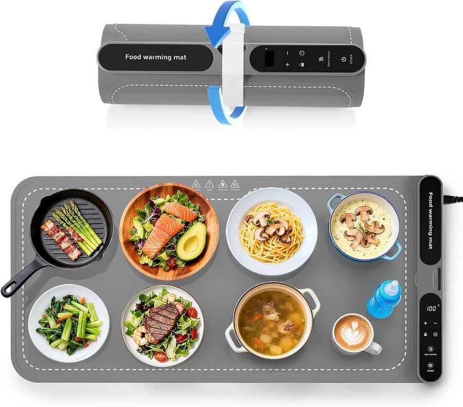 Draagbare Elektrische Warmhoudplaat met Timer 7 Niveaus Buffet & Ontdooien
