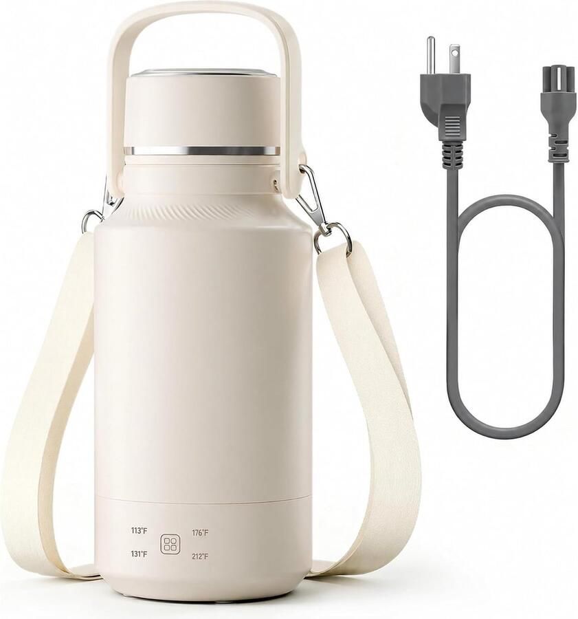 Draagbare Elektrische Waterkoker 1L 4 Temperatuurstanden 8 Uur Warmhoudfunctie Binnenkant 304 Roestvrij Staal Geschikt Voor Thee Koffie En Instant Maaltijden Thuis Kantoor Slaapzaal En Hotel