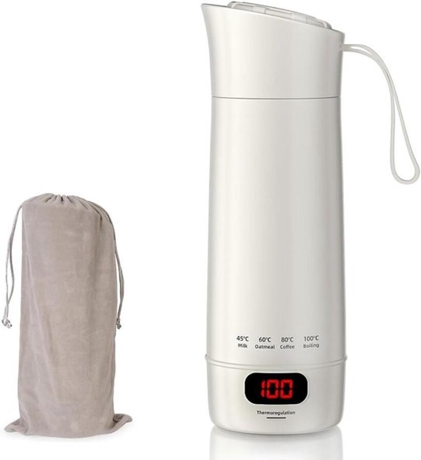 Draagbare Elektrische Waterkoker 400 ml 300 W 304 Roestvrij Staal Dubbelwandig 4 Temperatuurinstellingen Snel Opwarmen Warmhoudfunctie