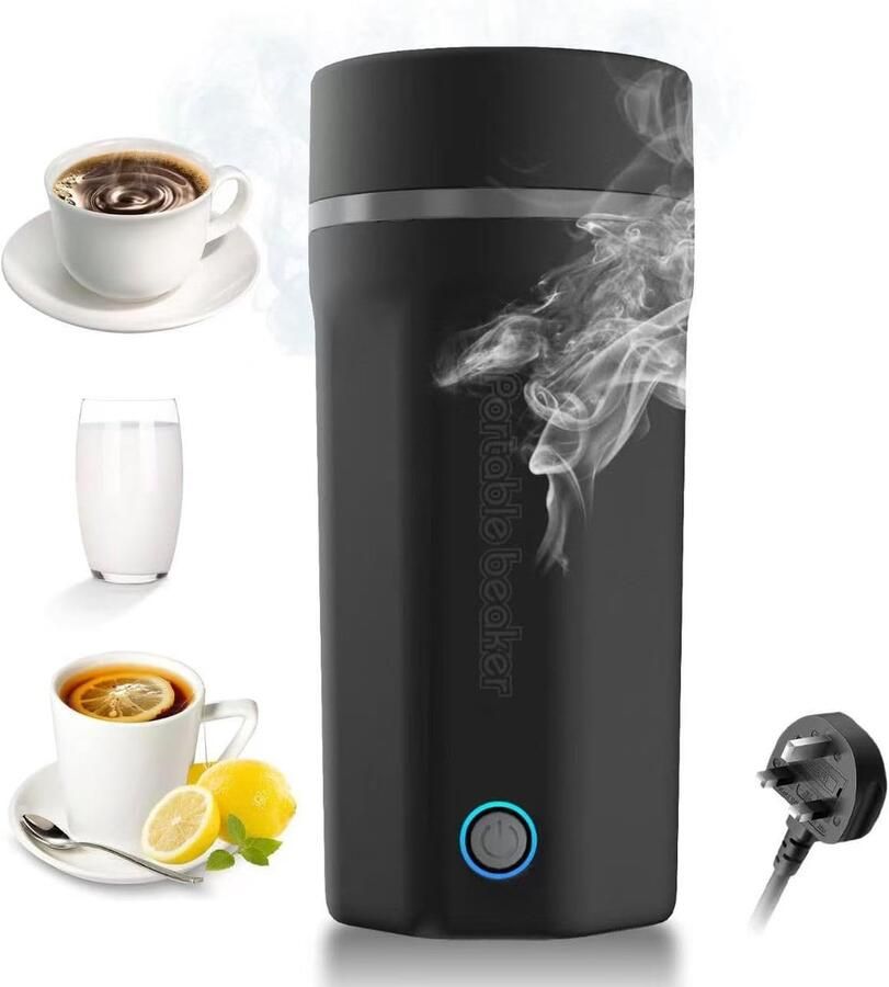 Draagbare elektrische waterkoker Elektrische waterkoker Reiswaterfles 500 ml Roestvrij staal Zwart