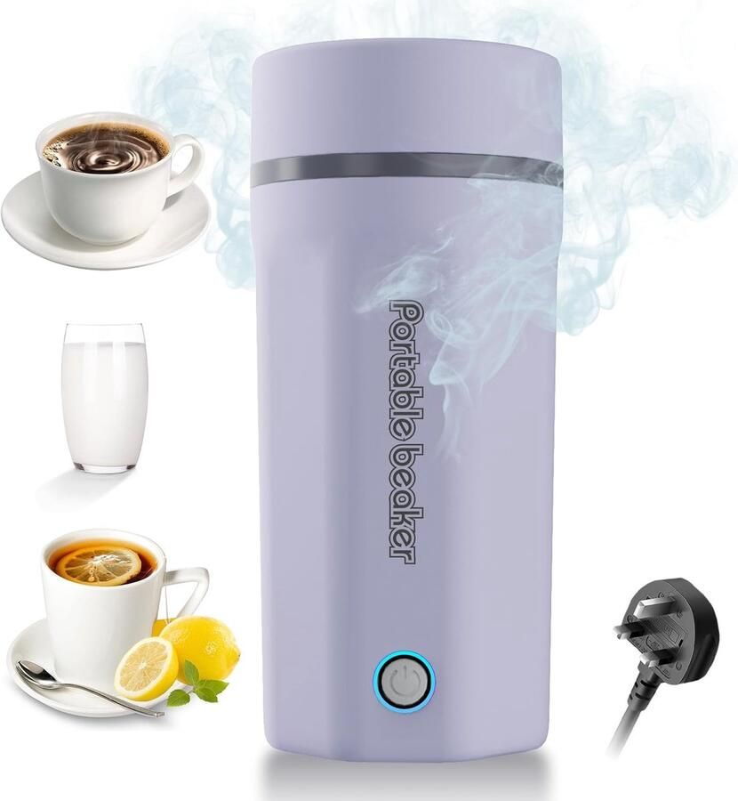 Draagbare elektrische waterkoker Elektrische waterkoker Reiswaterfles 501 ml Roestvrij staal Paars