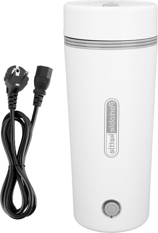 Draagbare Elektrische Waterkoker Reis Waterkoker Theeketel Onderweg Warme Drankjes Dubbelwandig Roestvrij Staal 350 ml Zilver