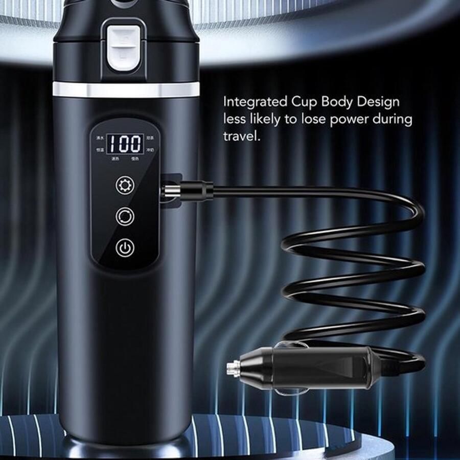 Draagbare elektrische waterkoker van 500 ml met lekvrij deksel geschikt voor 12V en 24V in auto en vrachtwagen ideaal voor snel en veilig water koken onderweg