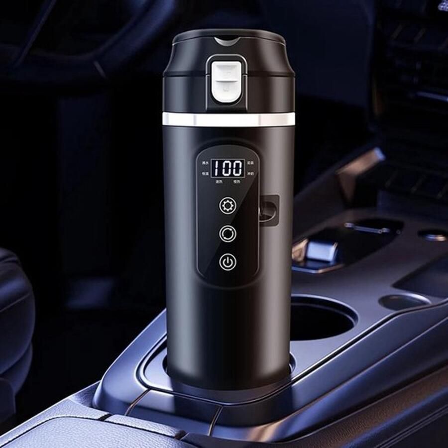 Draagbare elektrische waterkoker van 500 ml met lekvrij deksel geschikt voor 12V en 24V in auto en vrachtwagen ideaal voor snel en veilig water koken onderweg - Foto 3