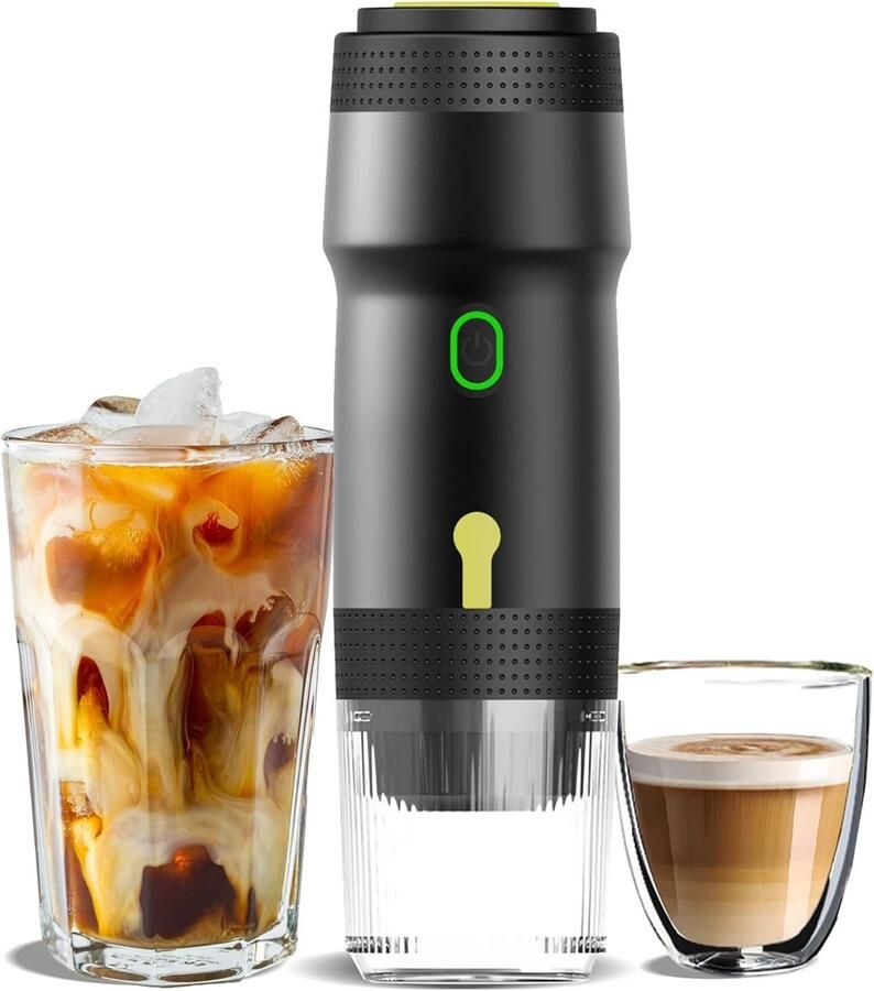 Draagbare espressomachine 3-in-1 draagbare koffiezetapparaat 20 bar mini-espressomachine zelfverwarmende reis-espressomachine compatibel met NS DG-pods en gemalen koffie voor kamperen wandelen kantoor camper