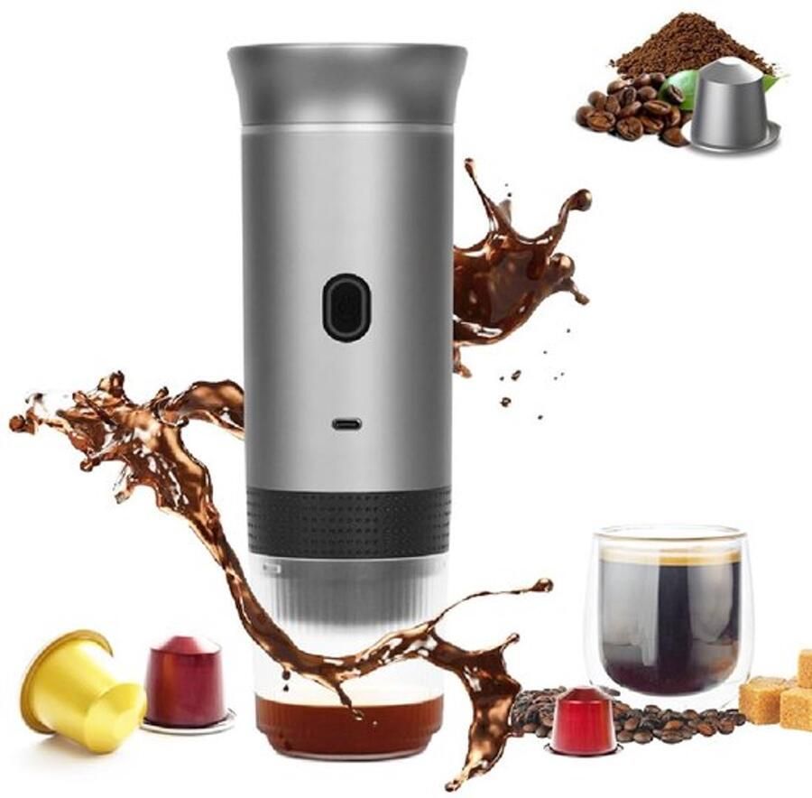 Draagbare espressomachine 3-in-1 koffiezetapparaat met zelfverwarming koffiezetapparaat voor NS-capsule en gemalen koffie voor reizen draagbare expressomachines voor thuis camping auto wandelen