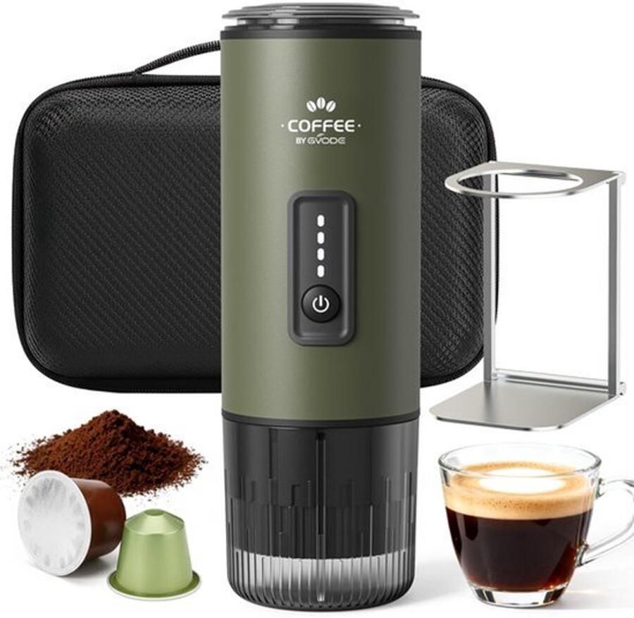 Draagbare Espressomachine 50 ml Groen 20 Bar Druk Kunststof Metaal RVS Voor Camping En Reizen