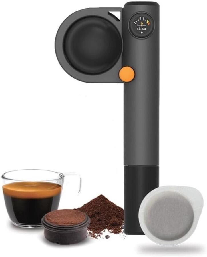 Draagbare espressomachine compact en robuust koffiezetapparaat voor ESE-pads en gemalen koffie