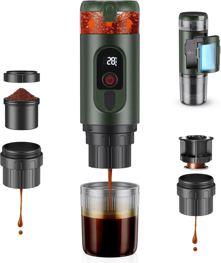Draagbare Espressomachine Groen 60 ml Inhoud Compact Formaat Voor Nespresso Original Pads Handzaam Koffiezetapparaat