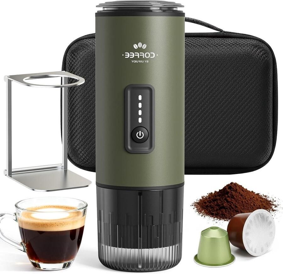 Draagbare espressomachine Koffiezetapparaat set Koffie voor onderweg 3-in-1 koffiezetter 338 Ounces Bos Groen