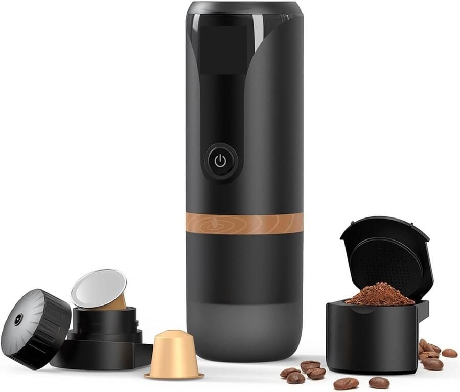 Draagbare Espressomachine Koffiezetter Reis Koffie Maken Dubbel Gebruik 100 ml Zwart