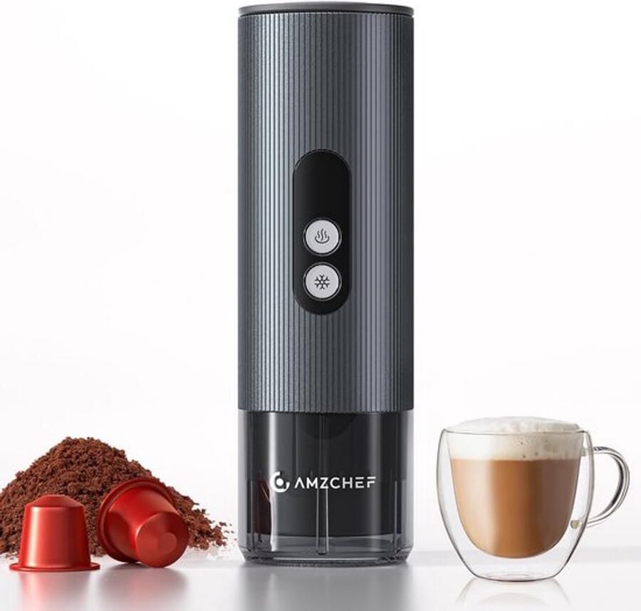 Draagbare espressomachine met accu 20 bar mobiel koffiezetapparaat met USB-C en digitaal display compatibel met capsules en koffiepoeder koffiezetapparaat om mee te nemen voor reizen