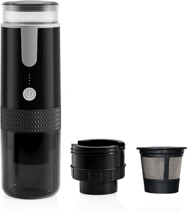 Draagbare espressomachine oplaadbare mini-koffiemachine met capsuleaansluiting geschikt voor kamperen reizen buitenactiviteiten en campers. Inclusief capsules en koffiepoeder