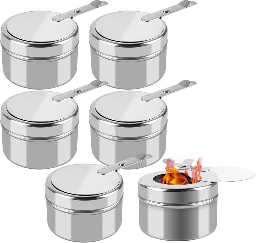 Draagbare Fonduebrander Zilver 6 3 cm Hoog Roestvrijstalen Brandpastahouder Voor Hotpot en Buffetten