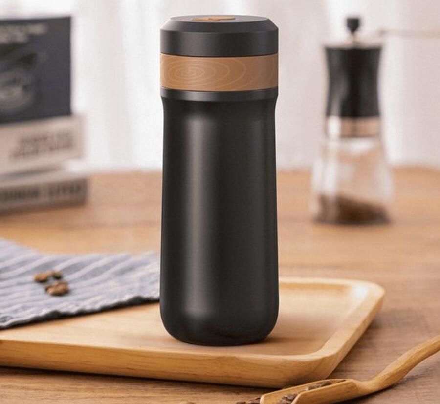 Draagbare Franse pers koffiemachine auto vacuüm thermosfles reiscafé Franse pers geschikt voor kamperen 320 ml espressomachine autoverwarmer koffiebeker