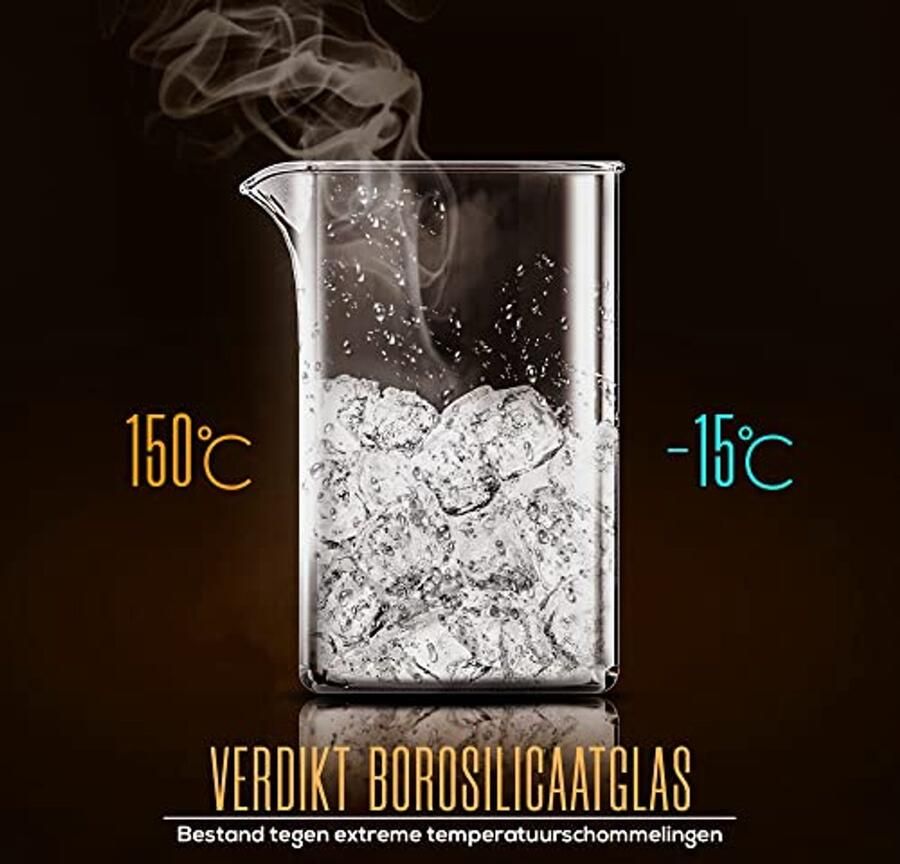 Draagbare Franse Pers Koffiezetter Hittebestendig Glas & RVS Behuizing 1000 ml Ideaal voor Thuis en Reizen