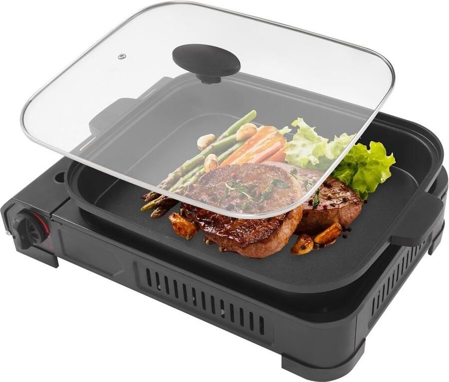 Draagbare Gas Grill Camping Grill Set Buiten Koken 2-in-1 Grill en Kookplaat