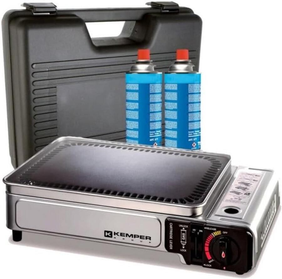Draagbare Gas Plancha Grill 2300W Inclusief 2 Gaspatronen en Transporttas