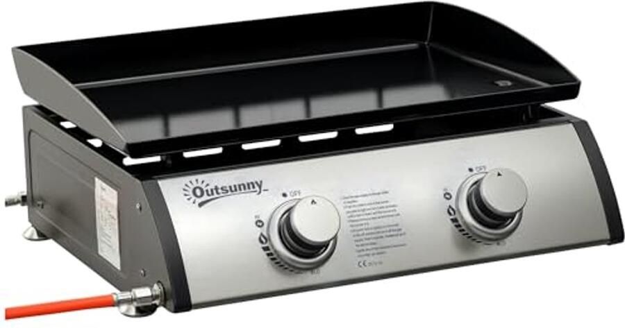 Draagbare Gas Plancha Grill met 2 Branders 6 kW