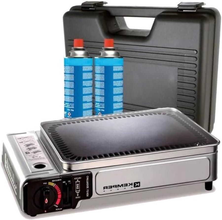 Draagbare Gas Plancha Tafel Grill Buiten Koken Antiaanbaklaag 34x25cm Grilloppervlak Zilverkleurig