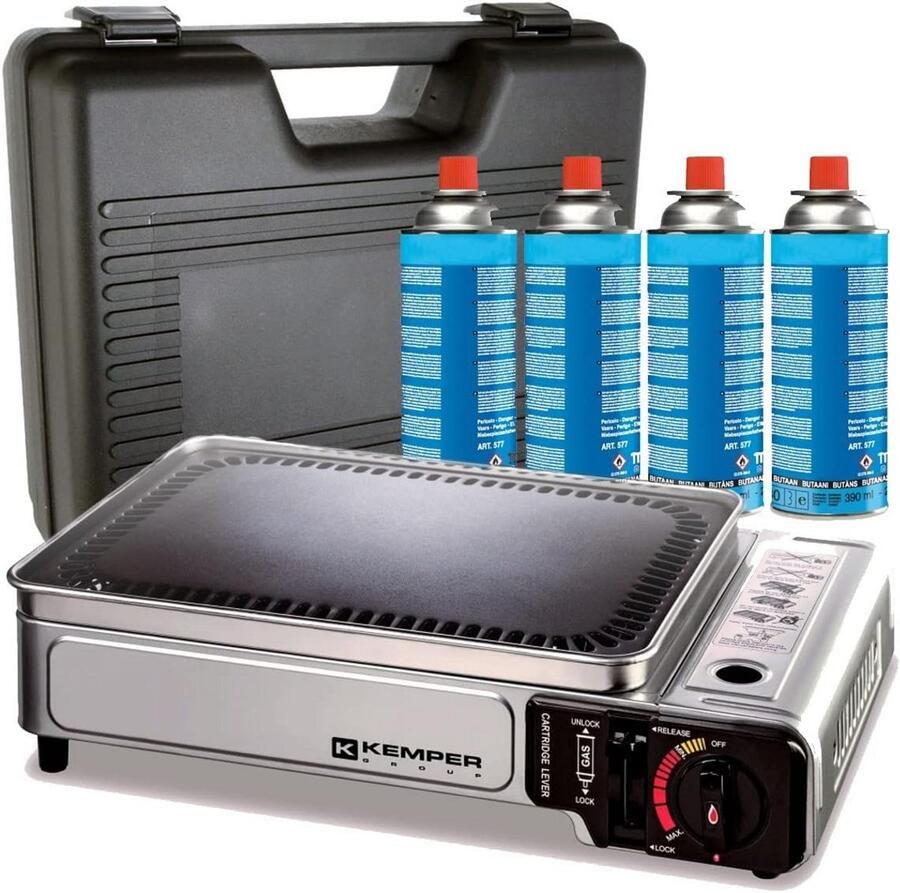 Draagbare Gasplancha 2300W met Anti-aanbaklaag en 4 Gaspatronen