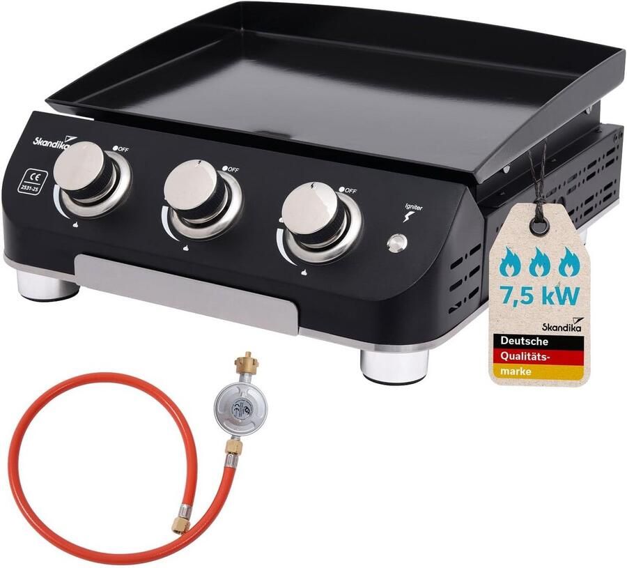 Draagbare Gasplancha Grillplaat met 3 Branders voor Buiten & Camping BBQ