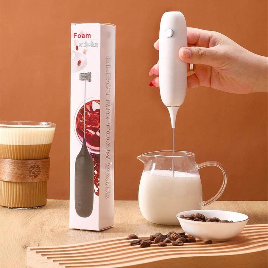 Draagbare geluidsarme melkopschuimer en minimixer; roestvrij staal; voor koffie melk cappuccino frappés en warme chocolademelk
