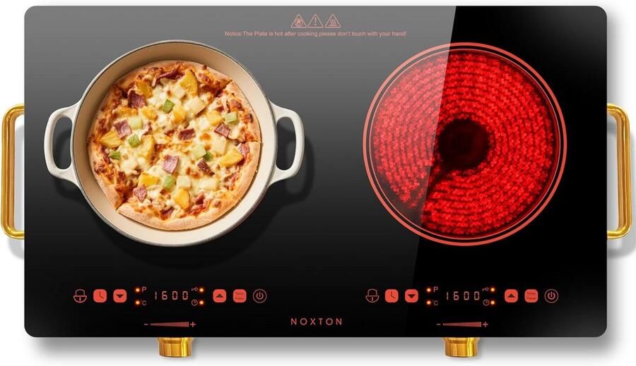 Draagbare Glaskeramische Kookplaat met Twee Zones en Timer