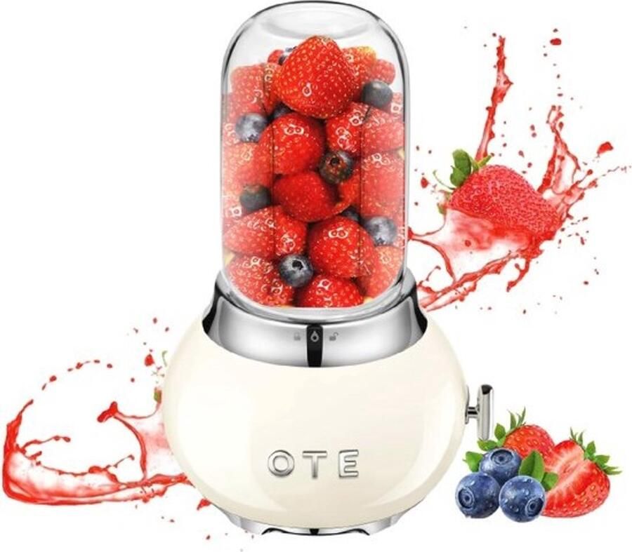 Draagbare glazen blender met roestvrijstalen behuizing mini blender van 400ml voor smoothies sappen en milkshakes