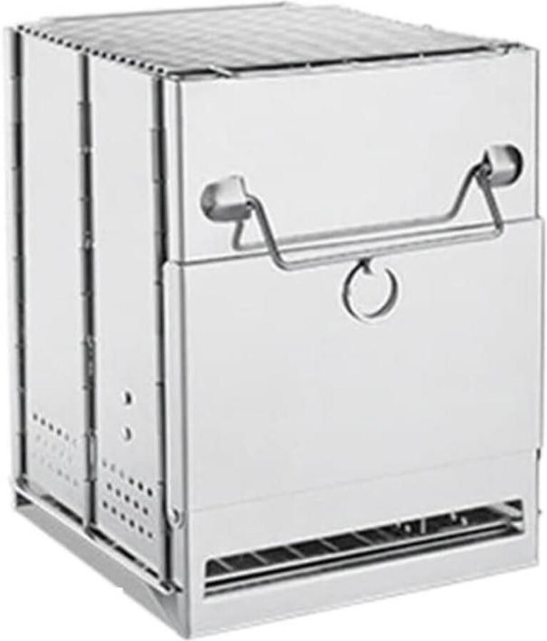 Draagbare Grill Camping Stove Buiten Koken Roestvrij Staal 21 x 14.5 x 14 cm Zilver