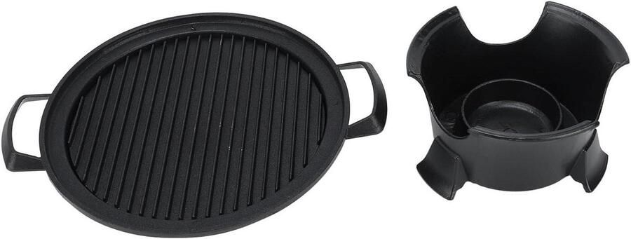 Draagbare Grill Compacte BBQ Buiten Koken Anti-aanbak Pan 21 cm Zwart
