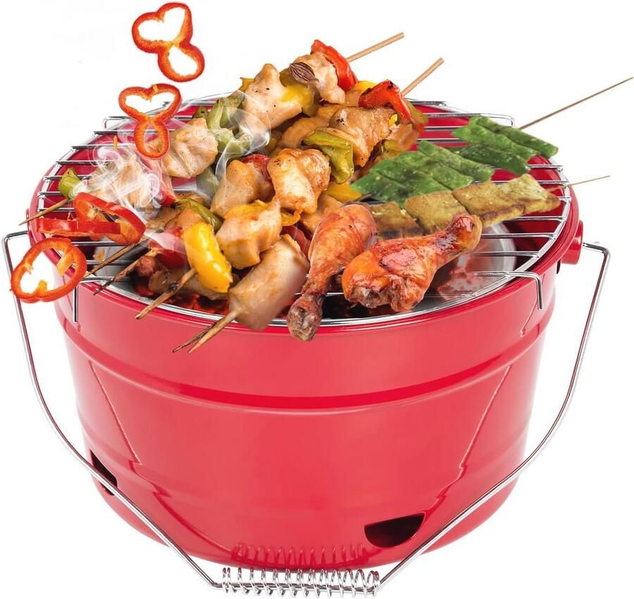 Draagbare Grill Emmer met Handgreep Ideaal voor Barbecues en Picknicks 27 5 cm Diameter voor 1-4 Personen