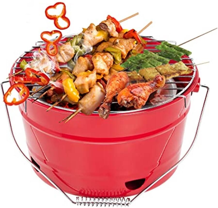 Draagbare Grill Emmer met Handgreep Ideaal voor Barbecues en Picknicks 27 5 cm Diameter voor 1-4 Personen