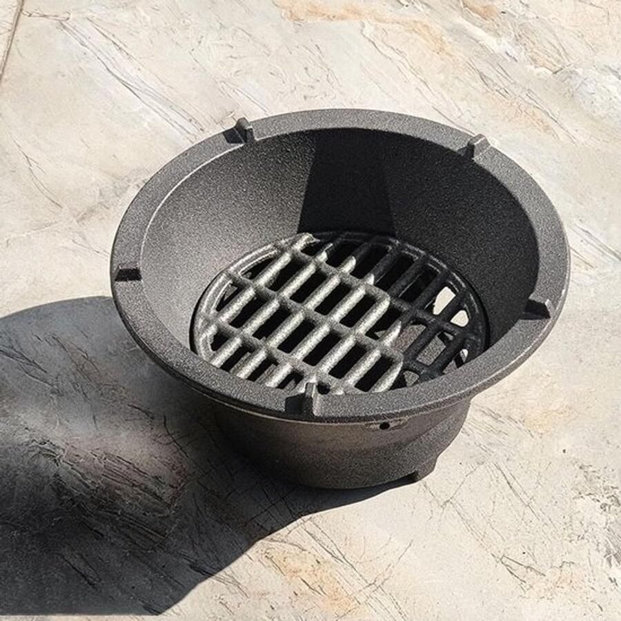 Draagbare Grill Houtskool Fornuis Buiten Koken Gietijzeren Constructie Meerdere Maten Zilver