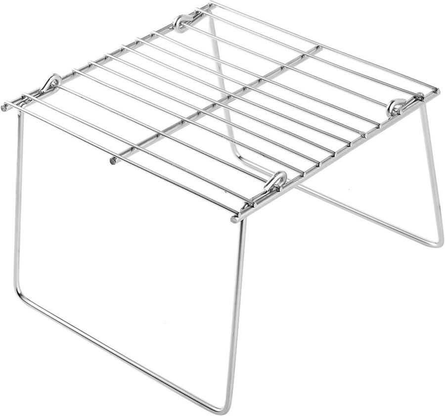 Draagbare Grill Houtskool Roker Outdoor Koken Opvouwbaar Ontwerp 16 x 16 x 12 cm Zilver