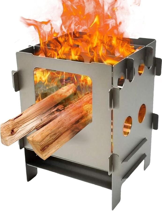 Draagbare Grill Kampvuur Fornuis Outdoor Koken Lichtgewicht Titanium 50 x 150 x 50 mm Grijs