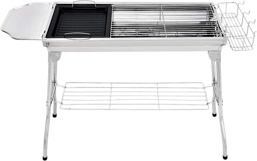 Draagbare Grill Klapgrill Houtskool Buiten Koken Roestvrij Staal 935 cm Zilver