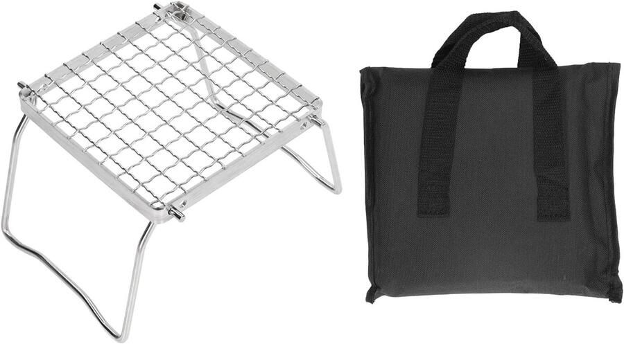 Kampeer Grill Mini BBQ Buiten Koken Inklapbaar Ontwerp 16 cm Diameter Zilver