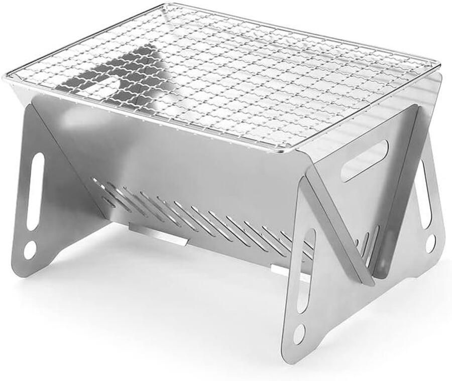 Draagbare Grill Outdoor Oven Kamperen en Picknicken Roestvrij Staal 0.5 kg Zilver