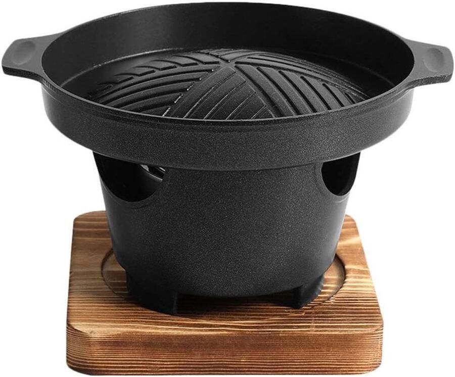 Draagbare Grill Tafelgrill Barbecue Buiten Koken Gelijkmatige Warmte 16x16x13 cm Zwart