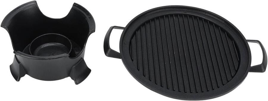 Draagbare Grill Tafelgrill Buiten Koken Anti-aanbaklaag 24x24x12 cm Zwart