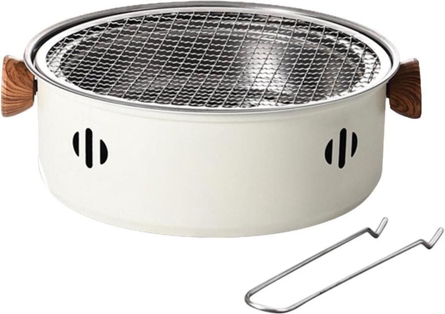 Draagbare Grill Tafelgrill Houtskool Buiten Koken Roestvrij Staal 31 x 28 x 10 cm Zilver