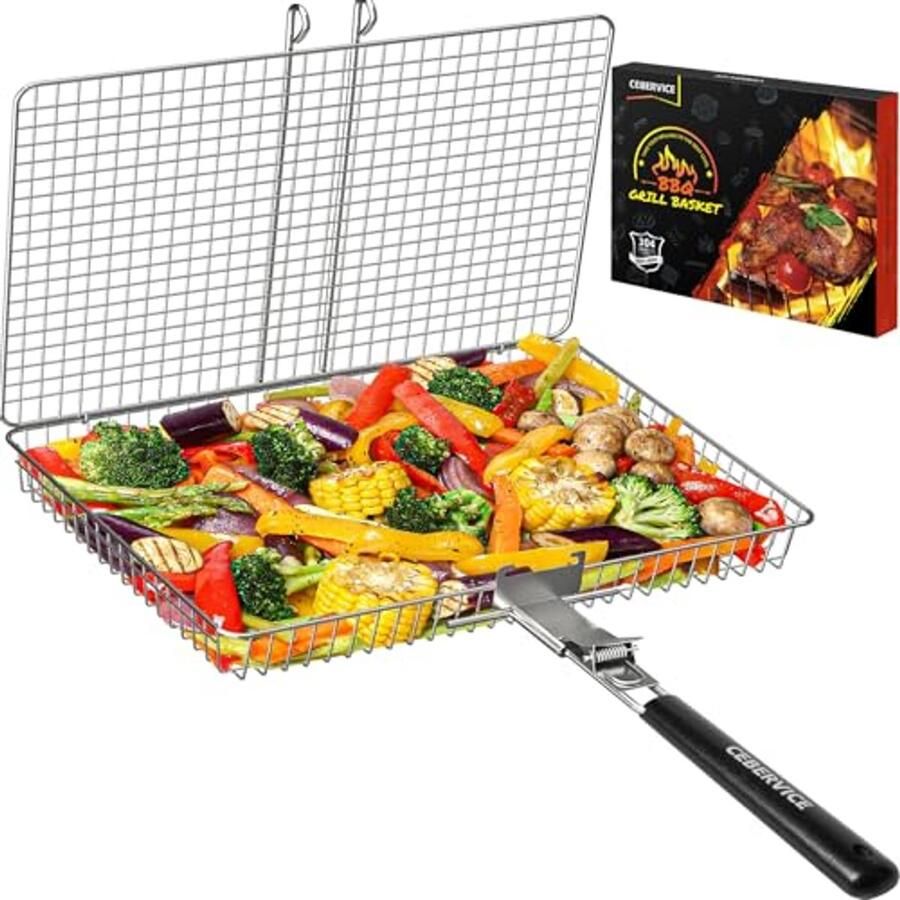 Draagbare grillmand van roestvrij staal voor BBQ en camping