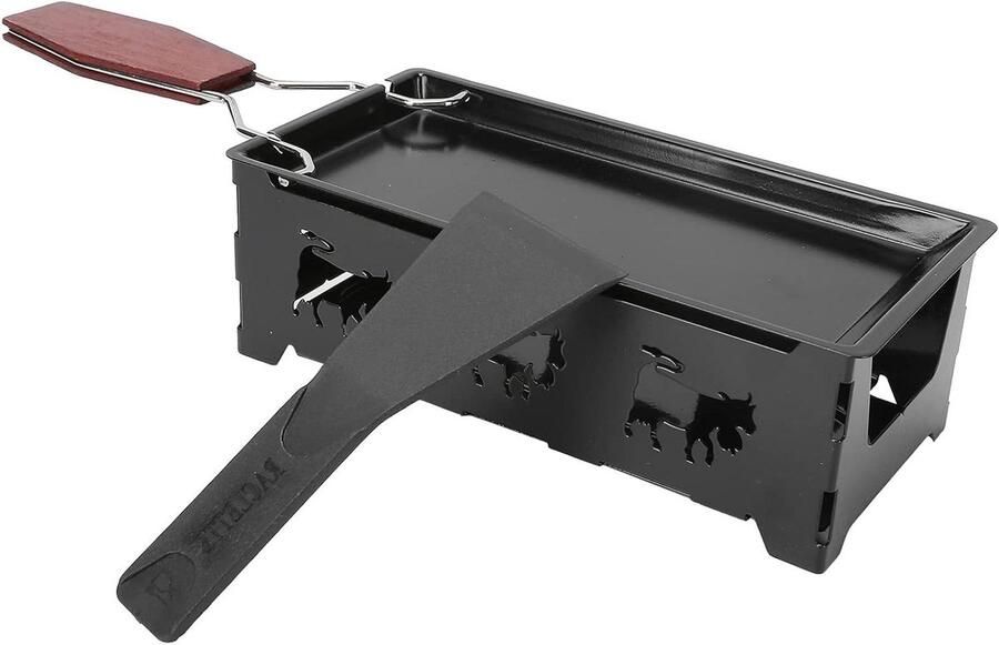 Draagbare Grillpan Mini Bakplaat Buiten Koken Antiaanbaklaag 18.5 x 9 cm Zwart